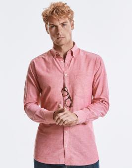 Herren Langarm Tailored Washed Oxford Hemd 