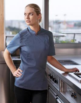 Short-Sleeve Ladies` Chef Jacket Modern-Look 