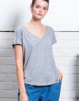 Damen Loose Fit V-Ausschnitt T-Shirt 