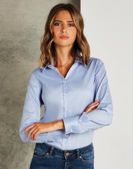 Damen Tailored Fit Stretch Oxford Bluse Langarm 